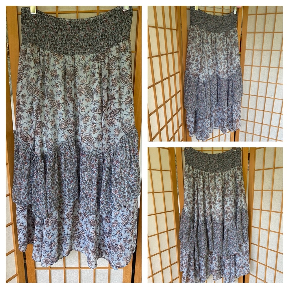 American Eagle Tiered Floral & Paisley Print Boho Skirt SZ M